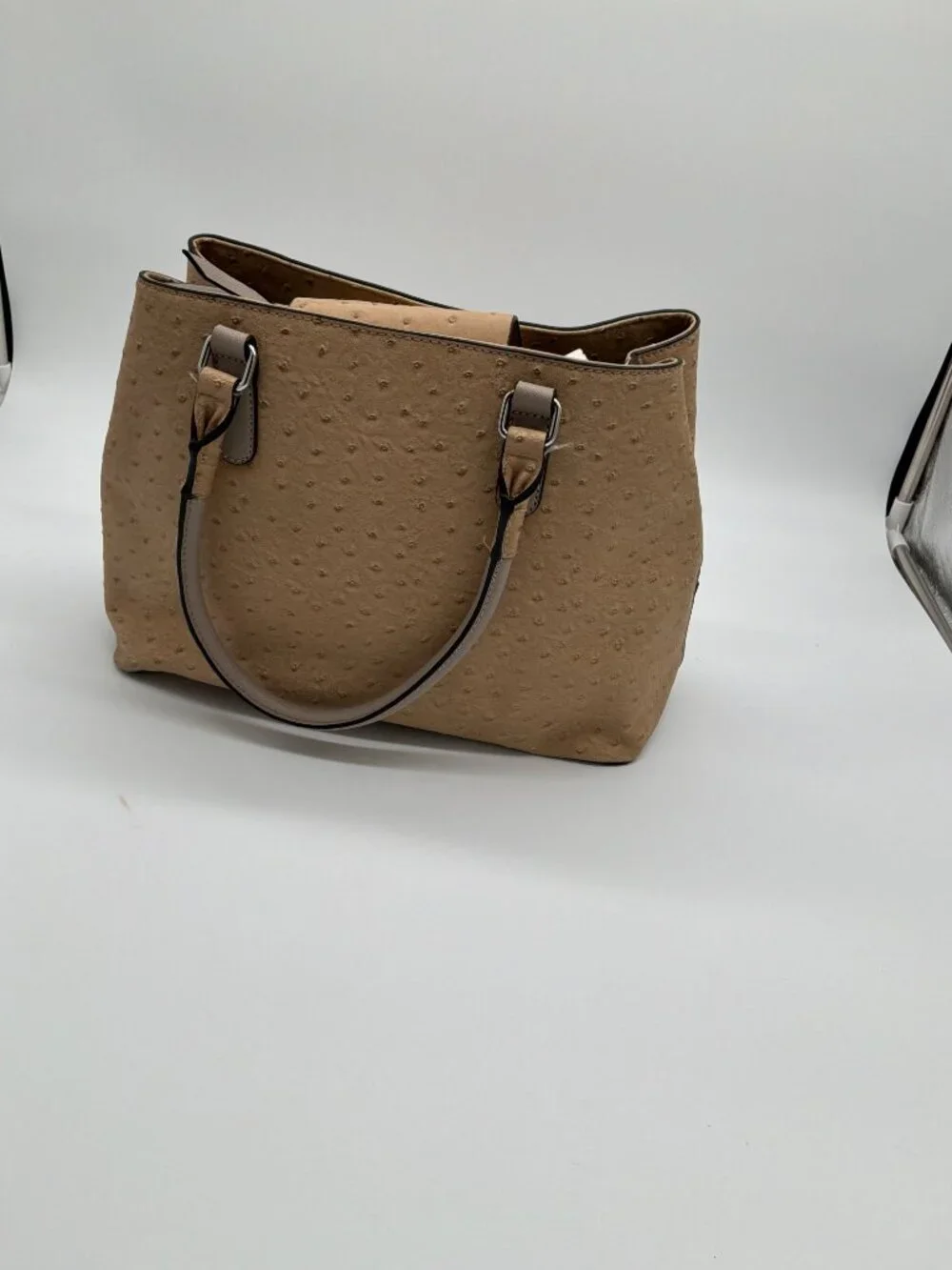 G‎ by Guess Ostrich Embossed Faux Leather Satchel Handbag